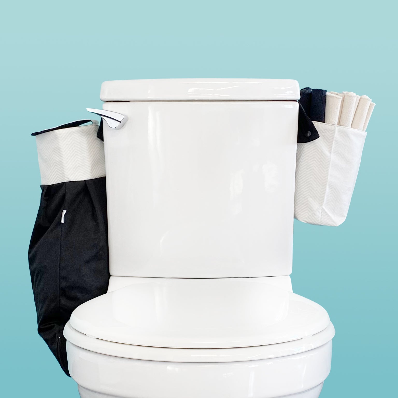 Reusable Toilet Paper Kit - White Chevrons / Black