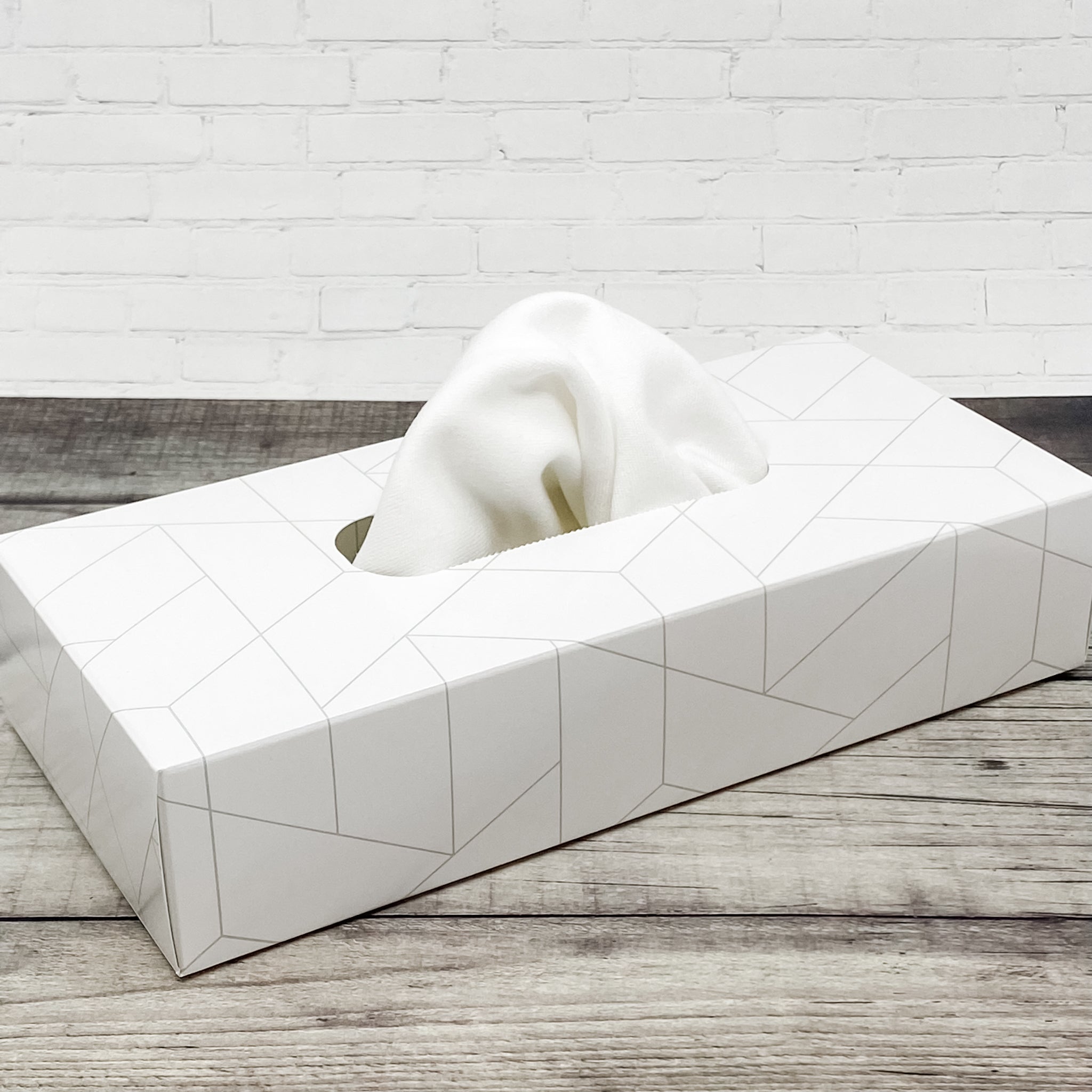 Mouchoirs lavables blancs avec boite en carton